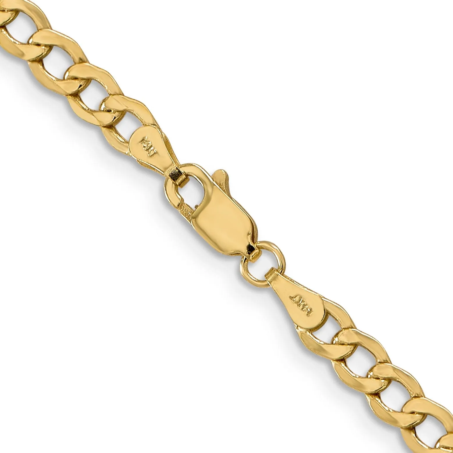 14k Yellow Gold 4.30m Semi Solid Curb Link Chain