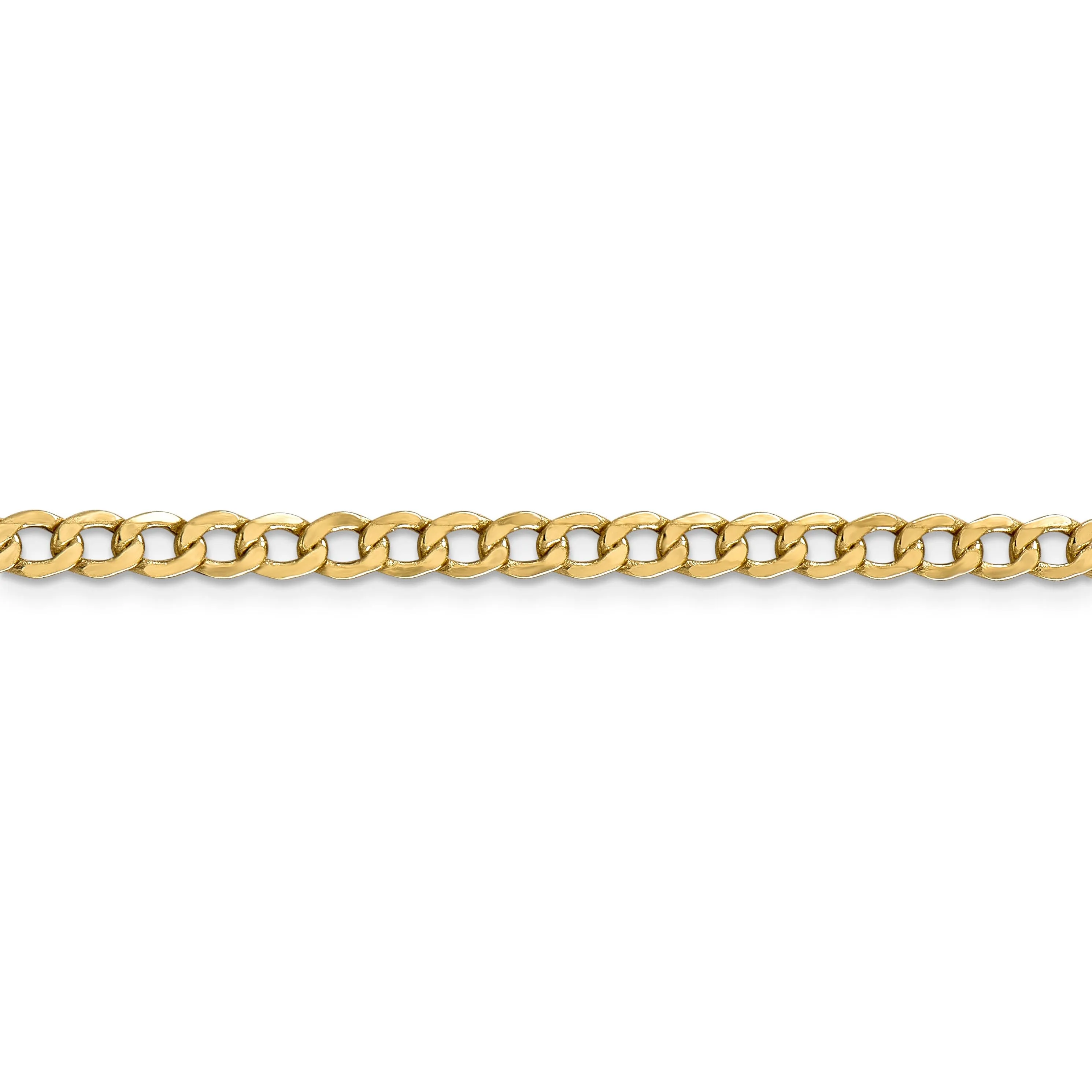 14k Yellow Gold 4.30m Semi Solid Curb Link Chain