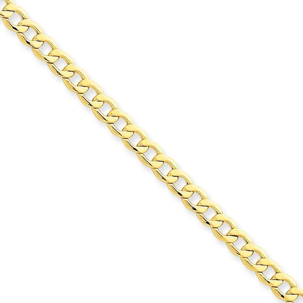 14k Yellow Gold 4.30m Semi Solid Curb Link Chain