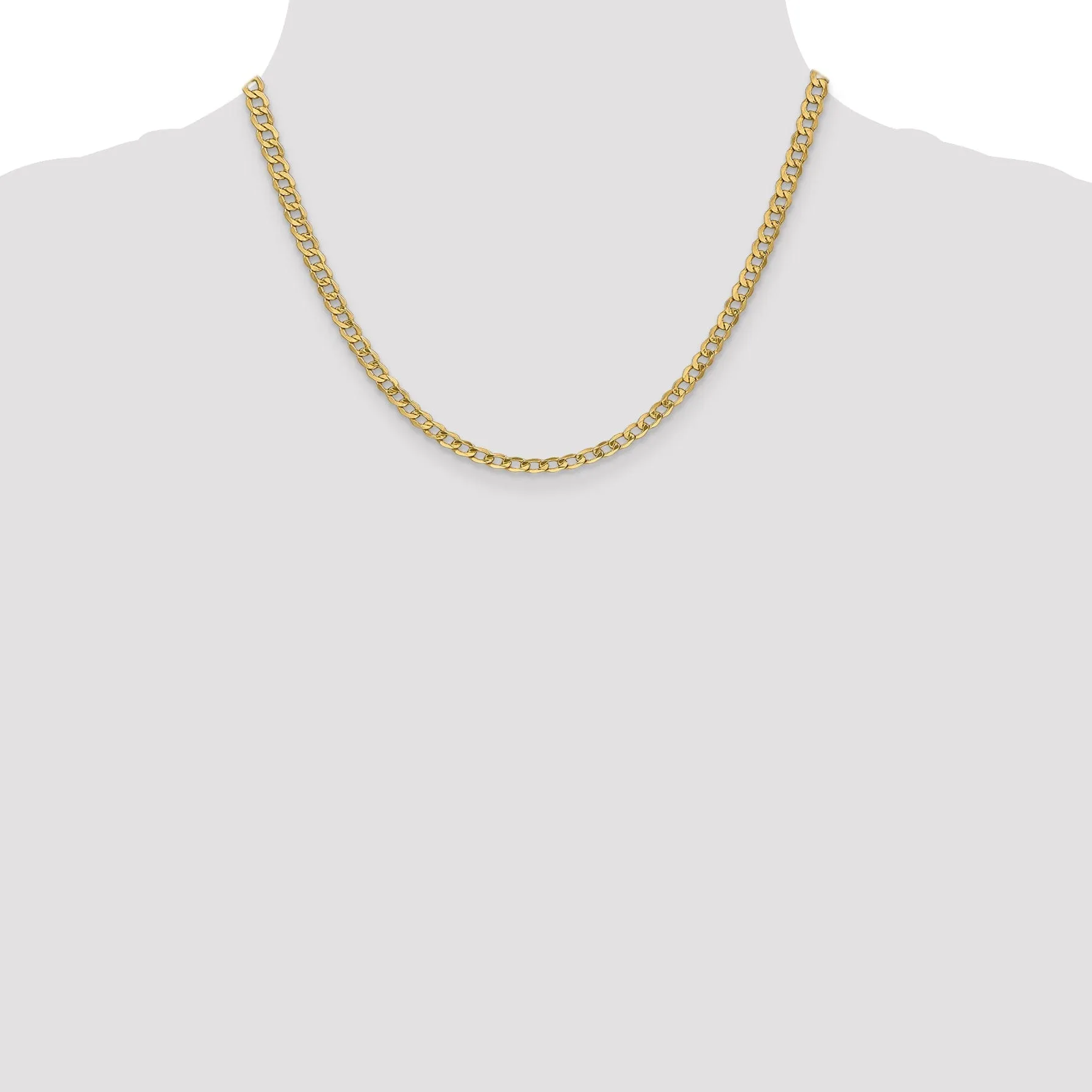 14k Yellow Gold 4.30m Semi Solid Curb Link Chain