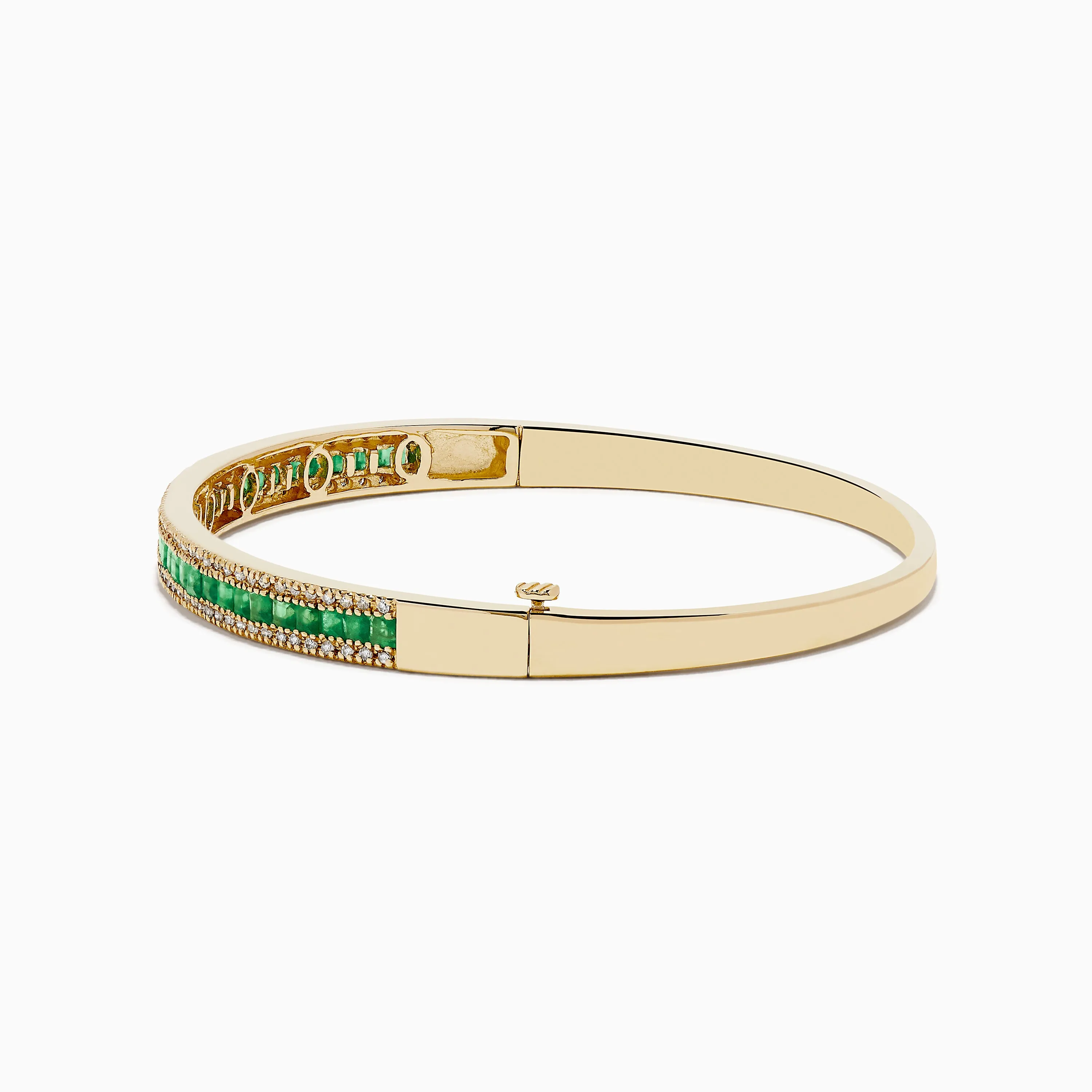 14K Yellow Gold Emerald and Diamond Bangle, 2.97 TCW