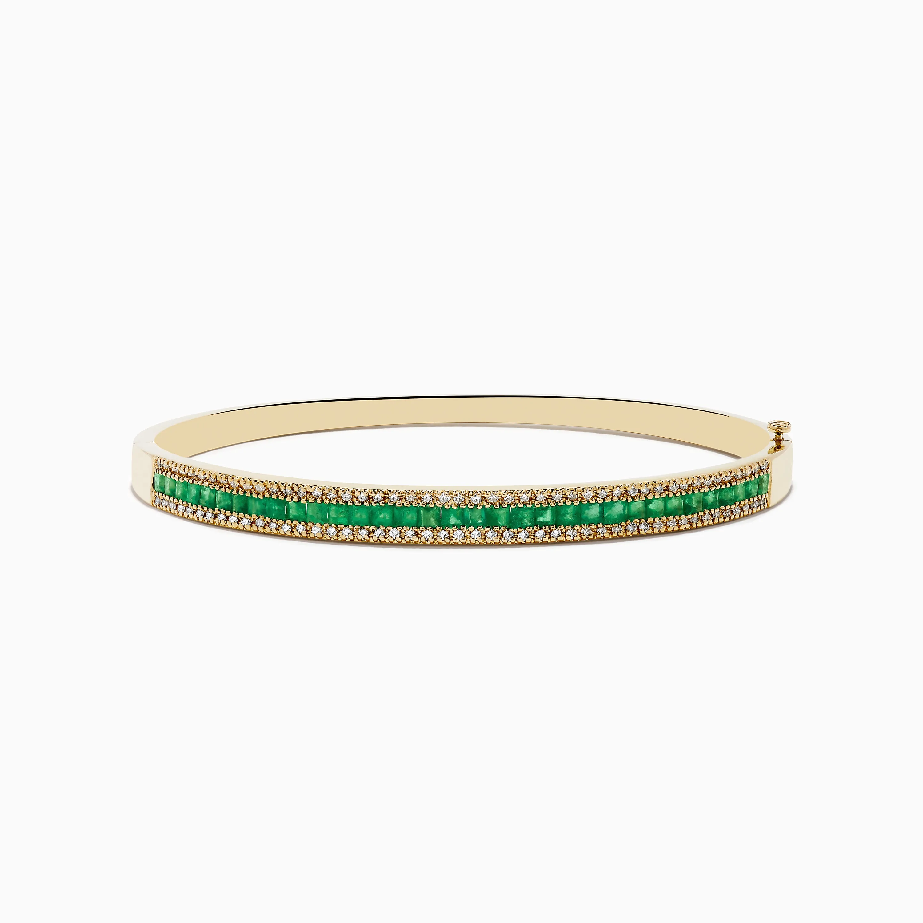 14K Yellow Gold Emerald and Diamond Bangle, 2.97 TCW