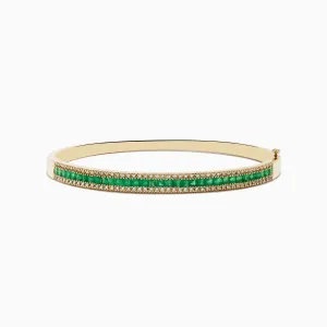 14K Yellow Gold Emerald and Diamond Bangle, 2.97 TCW