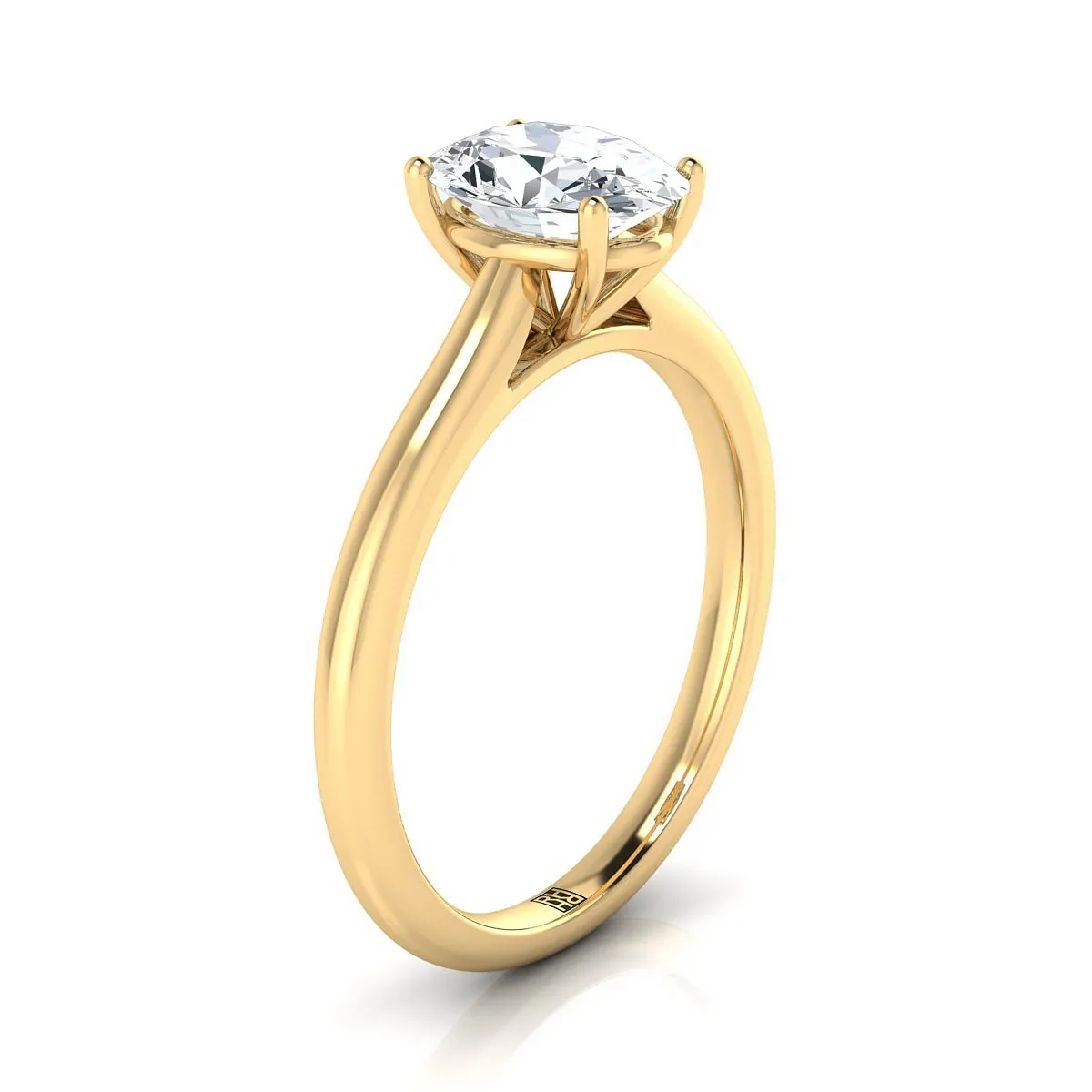 14K Yellow Gold Oval Garnet Pinched Comfort Fit Claw Prong Solitaire Engagement Ring