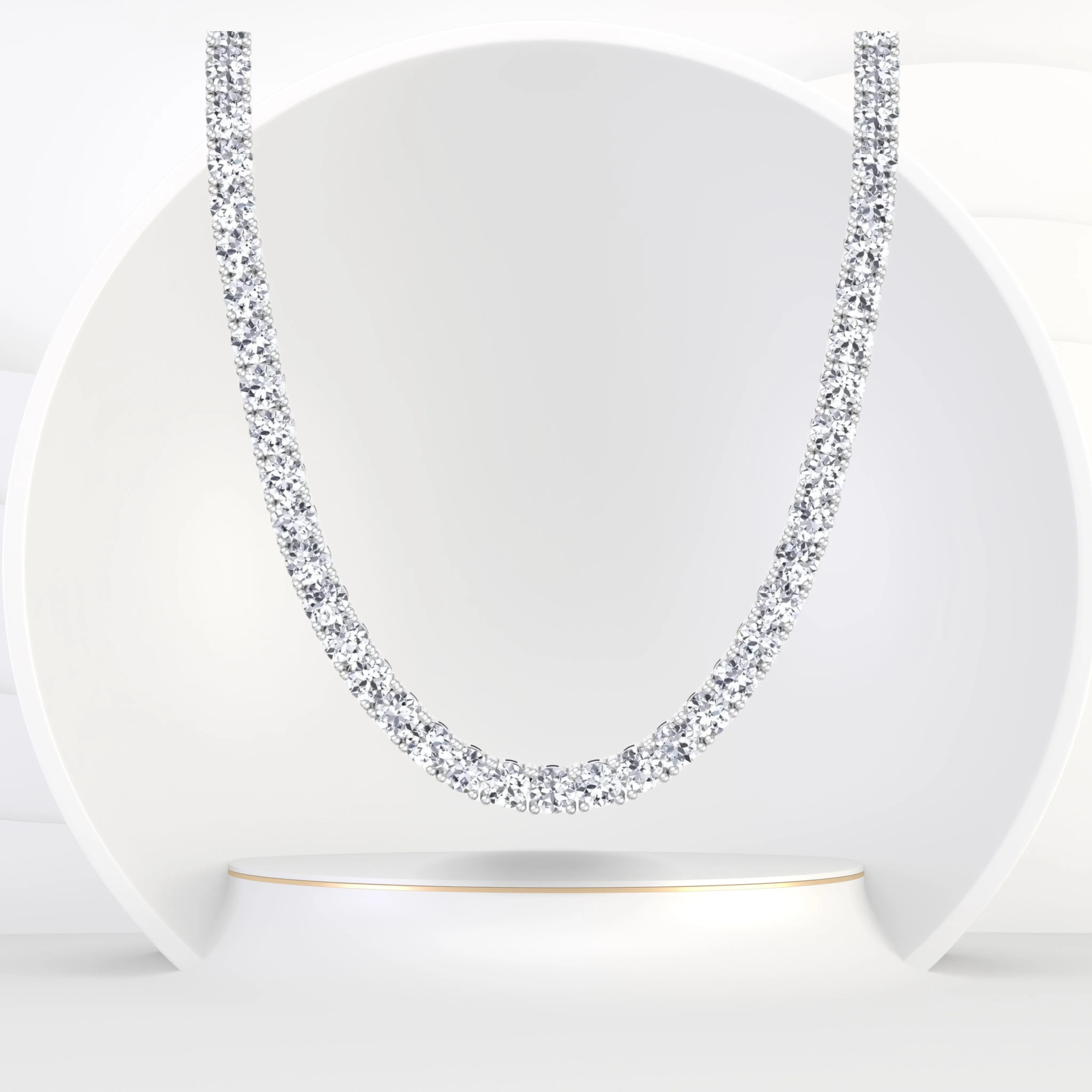 15 Carat Men's Natural Diamond Tennis Necklace Chain in Solid Gold