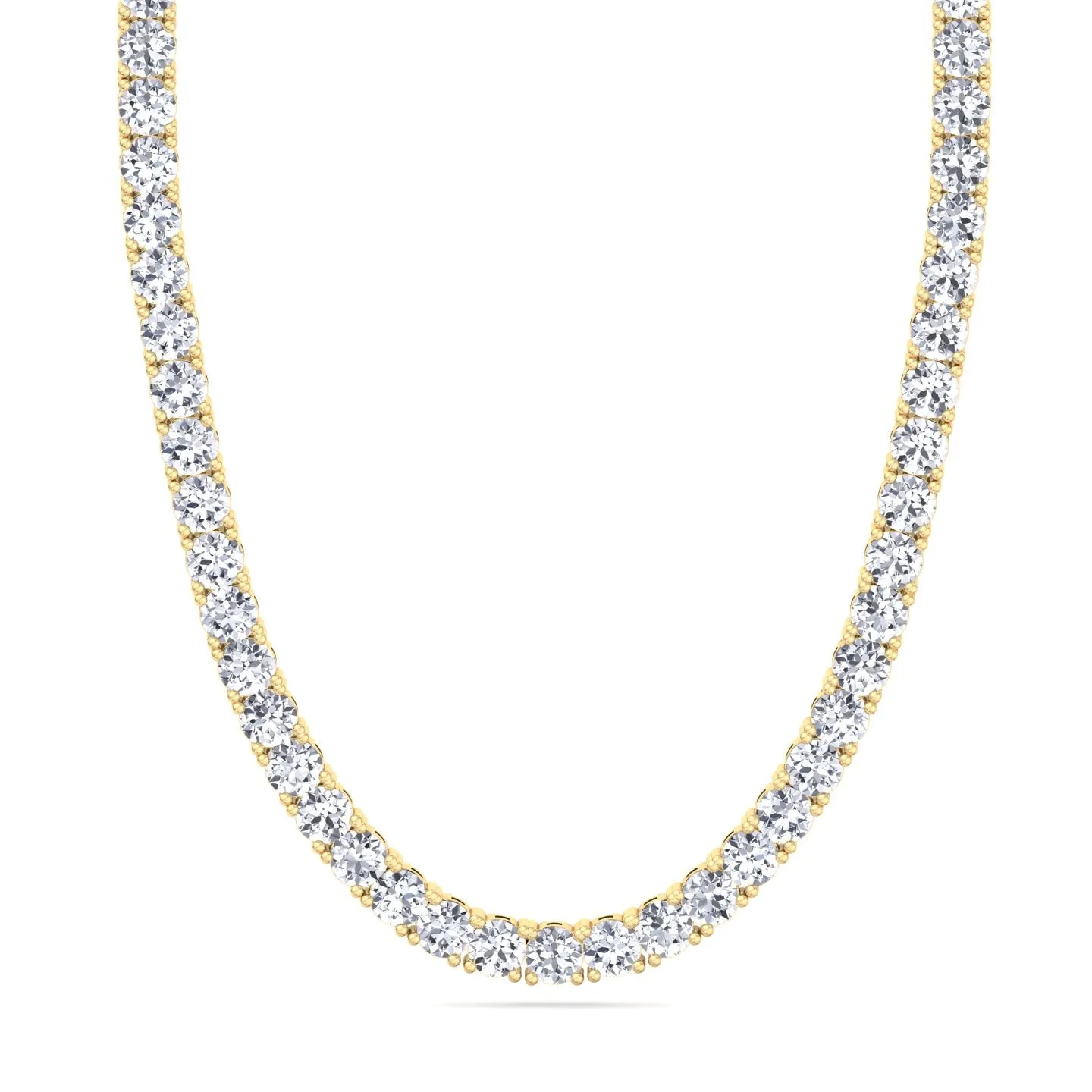 15 Carat Men's Natural Diamond Tennis Necklace Chain in Solid Gold