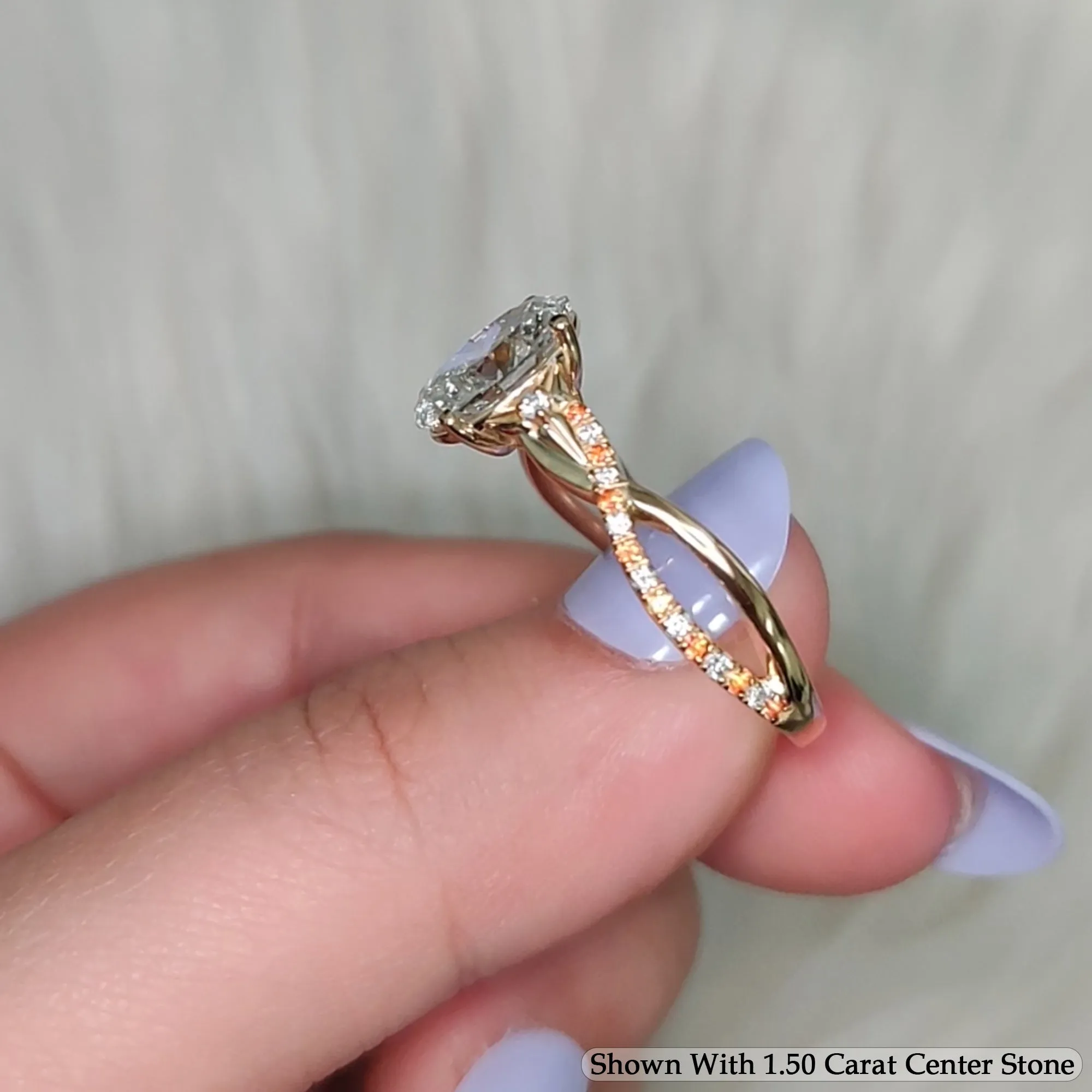 1.70 Ct. Twisting Infinity Oval Lab Diamond Engagement Ring 14K Gold