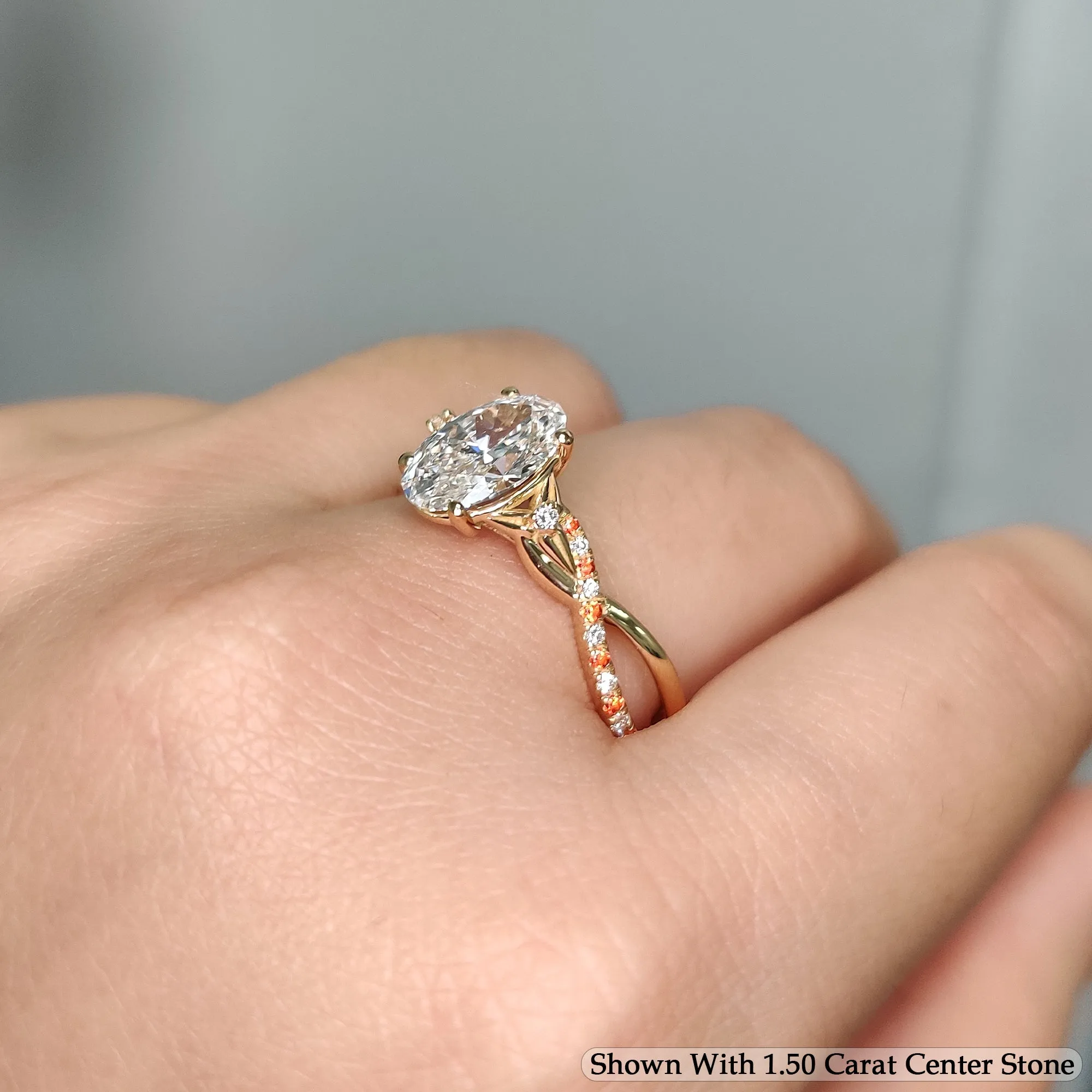 1.70 Ct. Twisting Infinity Oval Lab Diamond Engagement Ring 14K Gold