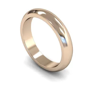 18ct Rose Gold Heavy Weight 'D' Shape 4mm Wedding Ring