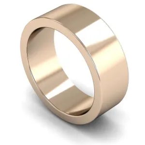 18ct Rose Gold Heavy Weight Flat 8mm Wedding Ring