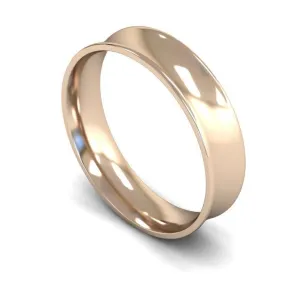 18ct Rose Gold Light Weight Concave 5mm Wedding Ring