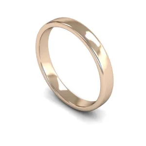 18ct Rose Gold Light Weight Edged Slight Court 3mm Wedding Ring