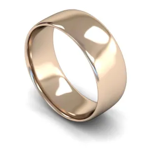 18ct Rose Gold Light Weight Slight Court 8mm Wedding Ring