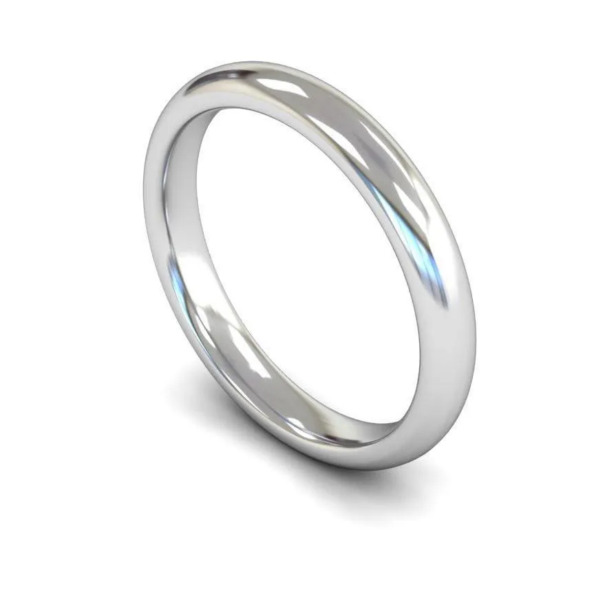 18ct White Gold Heavyweight Traditional Court/Flat Edge 3mm Wedding Ring