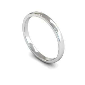 18ct White Gold Light Weight Edged Slight Court 2mm Wedding Ring