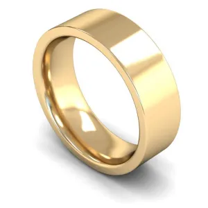 18ct Yellow Gold Heavyweight Flat Court/Edge 7mm Wedding Ring