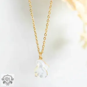 18K Gold Rabbit Gemstone Pendant Necklace