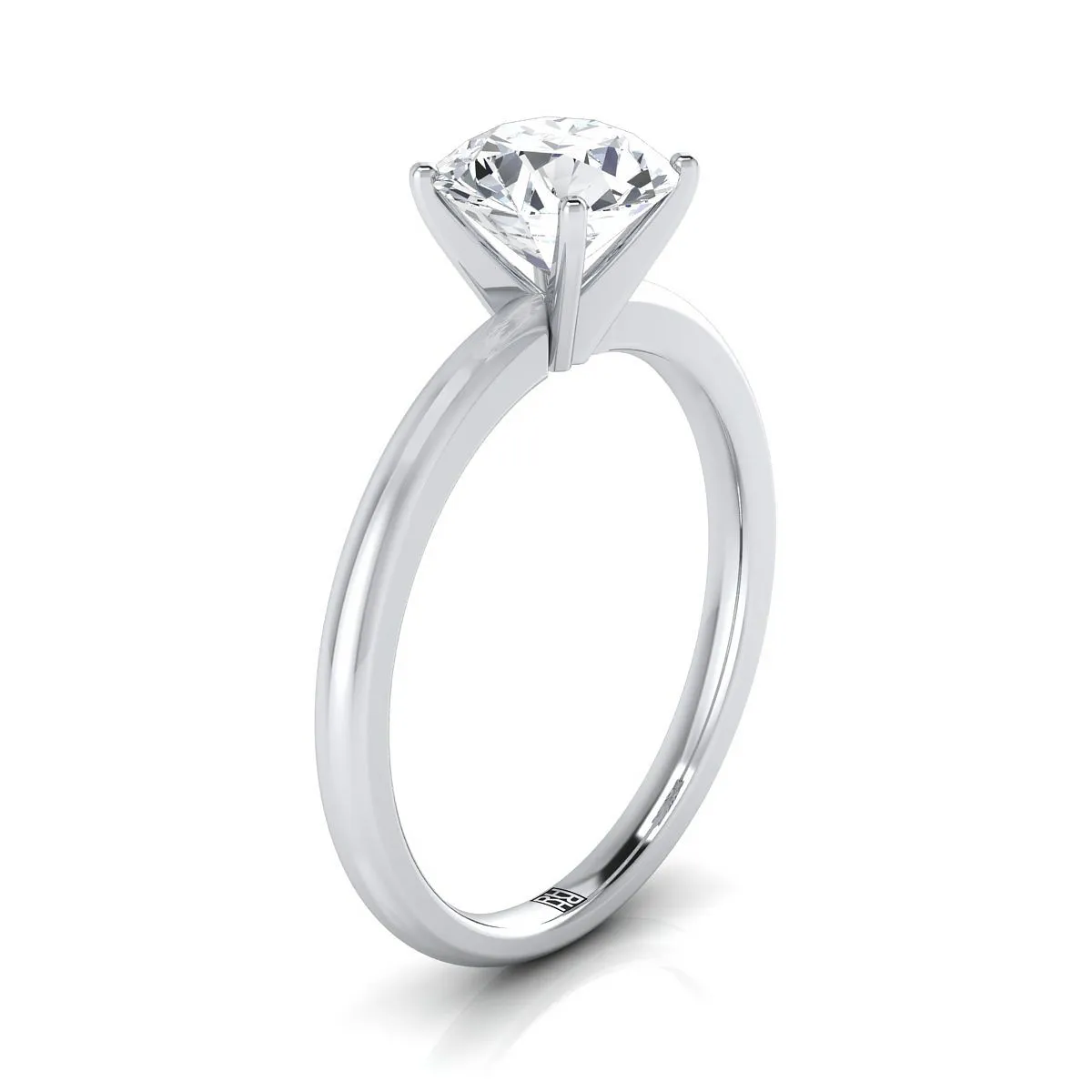 18K White Gold Round Brilliant Peridot Round Comfort Fit Claw Prong Solitaire Engagement Ring