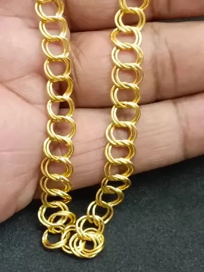 22 kt Solid Gold Hallmark 916 Handcrafted Chain Hollow double curb Chain