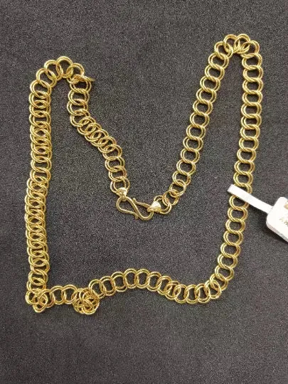 22 kt Solid Gold Hallmark 916 Handcrafted Chain Hollow double curb Chain