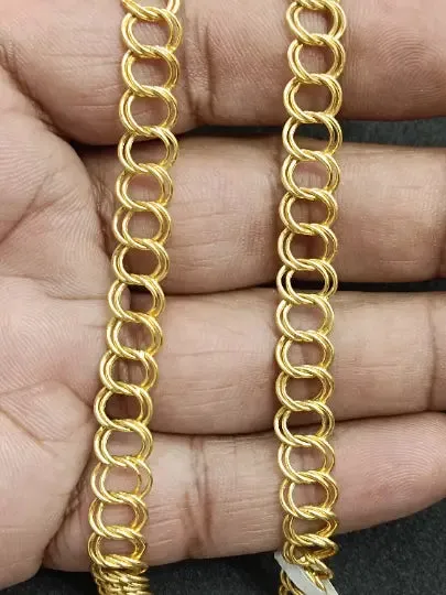 22 kt Solid Gold Hallmark 916 Handcrafted Chain Hollow double curb Chain