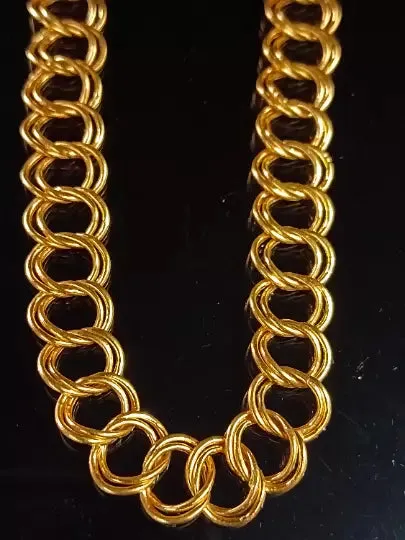 22 kt Solid Gold Hallmark 916 Handcrafted Chain Hollow double curb Chain