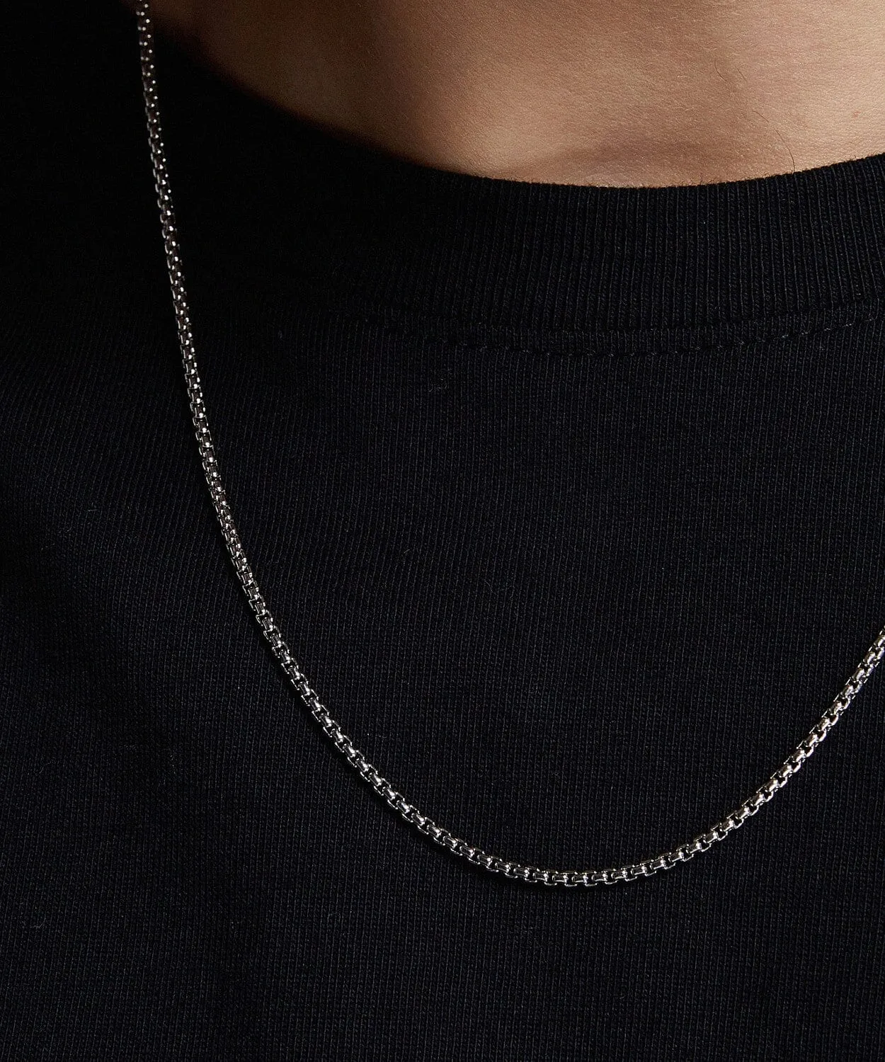 24K White Gold Box Chain - 2mm