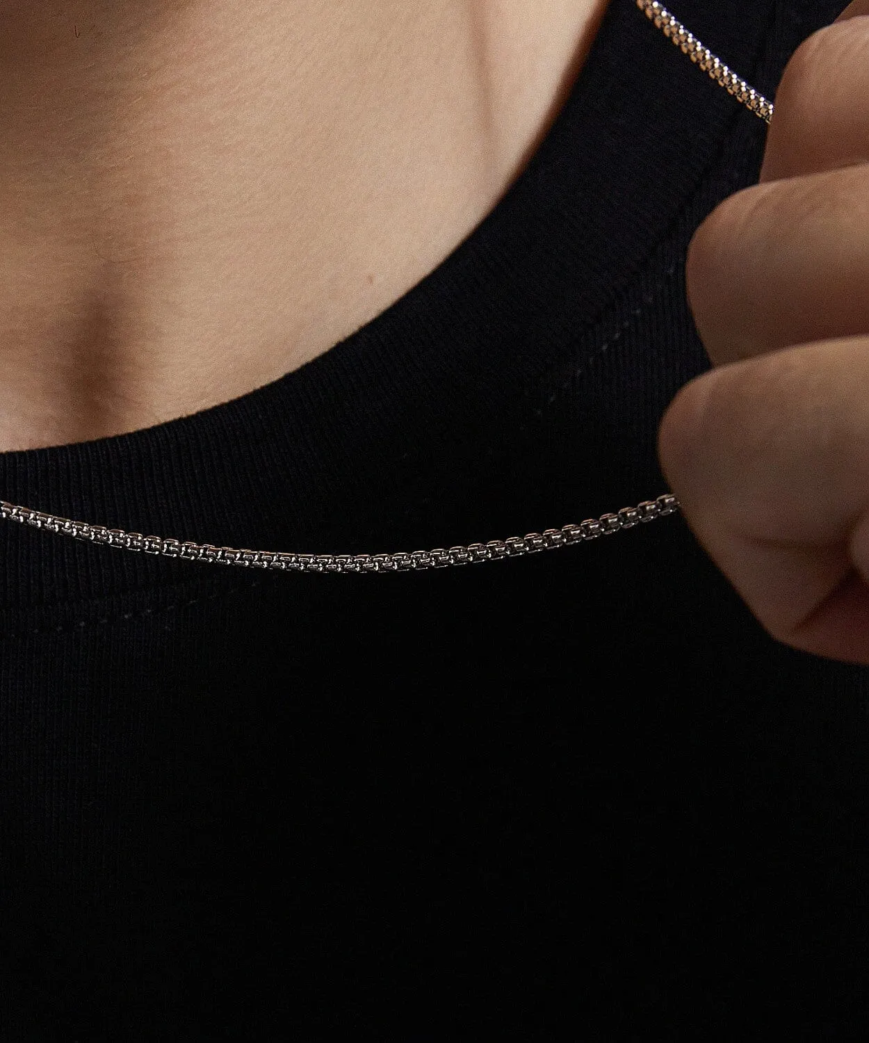 24K White Gold Box Chain - 2mm