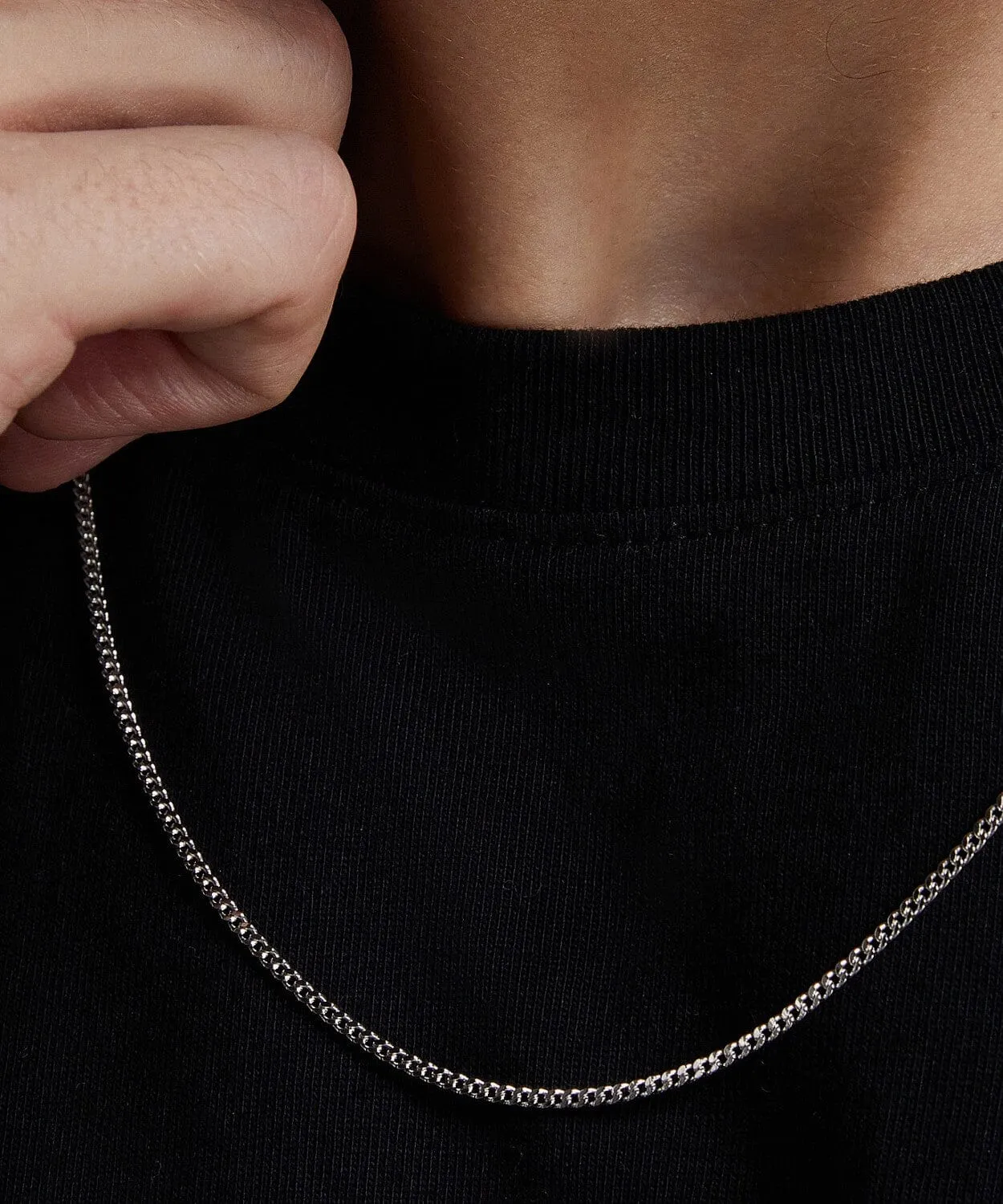 24K White Gold Cuban Link Chain - 2mm