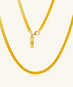 24K Yellow Gold Herringbone Chain - 3mm