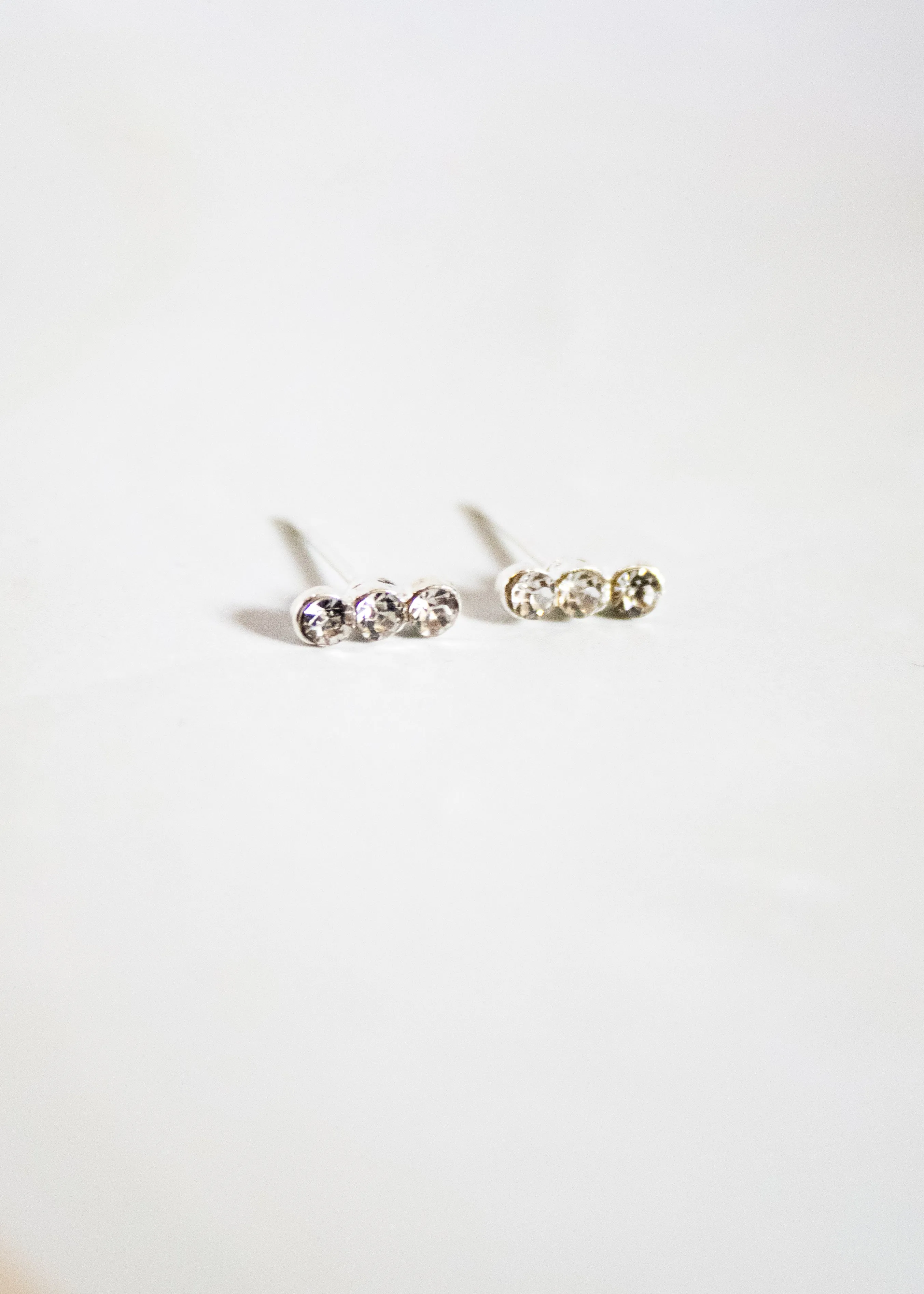 3 Sparkle Dot Silver Post Earrings