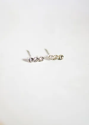 3 Sparkle Dot Silver Post Earrings