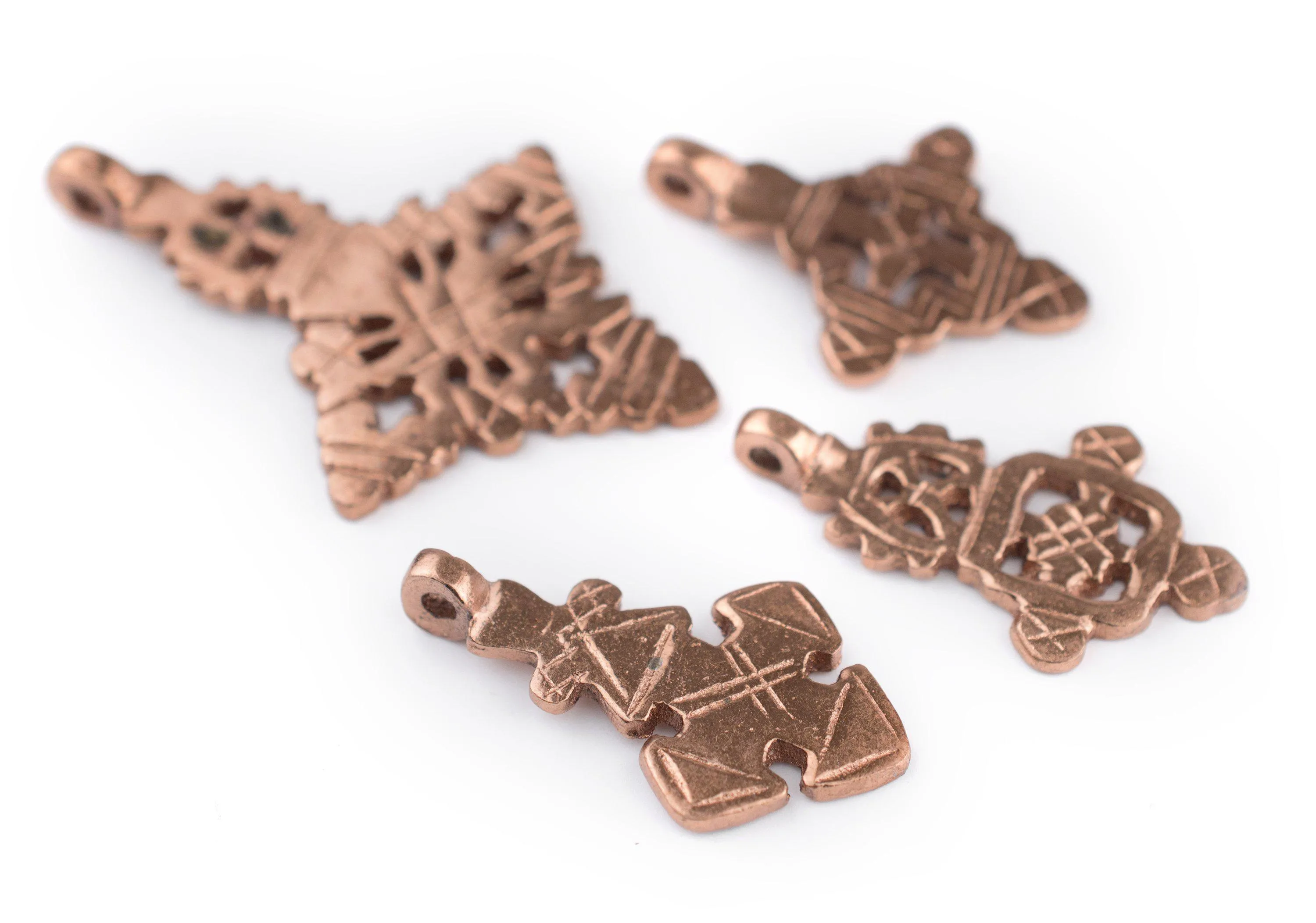 4 Pack: Ethiopian Copper Coptic Cross Pendants