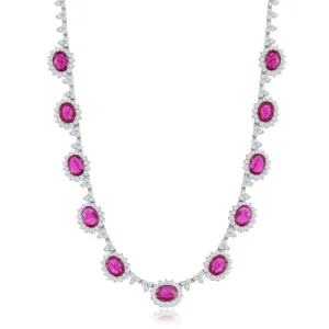 8.03 Ct Diamond White Gold & Ruby Necklace