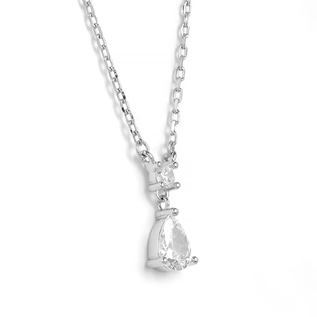 925 Sterling Silver Classic Dazzling Pear Chain Pendant