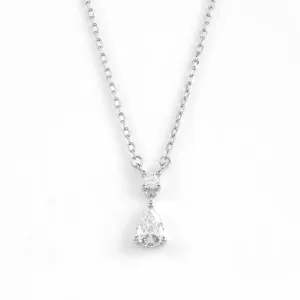 925 Sterling Silver Classic Dazzling Pear Chain Pendant