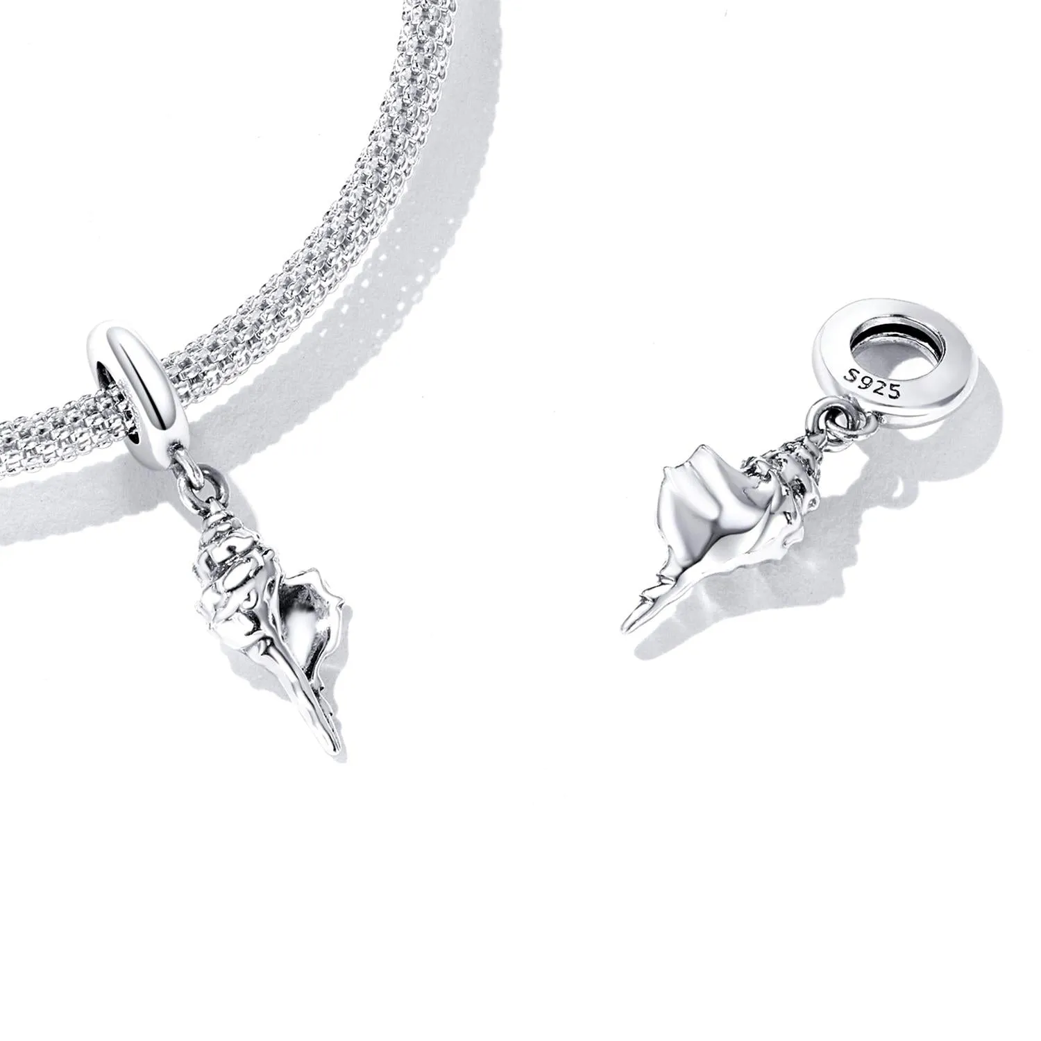 925 Sterling Silver Conch Pendant For Diy Bracelets & Necklaces