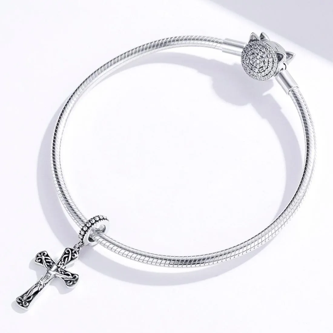 925 Sterling Silver Cross Pendant For Diy Bracelets