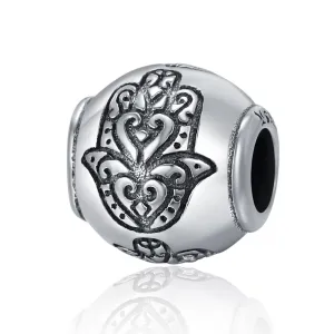 925 Sterling Silver Fatima Hand Beads For Diy Bracelets & Necklaces