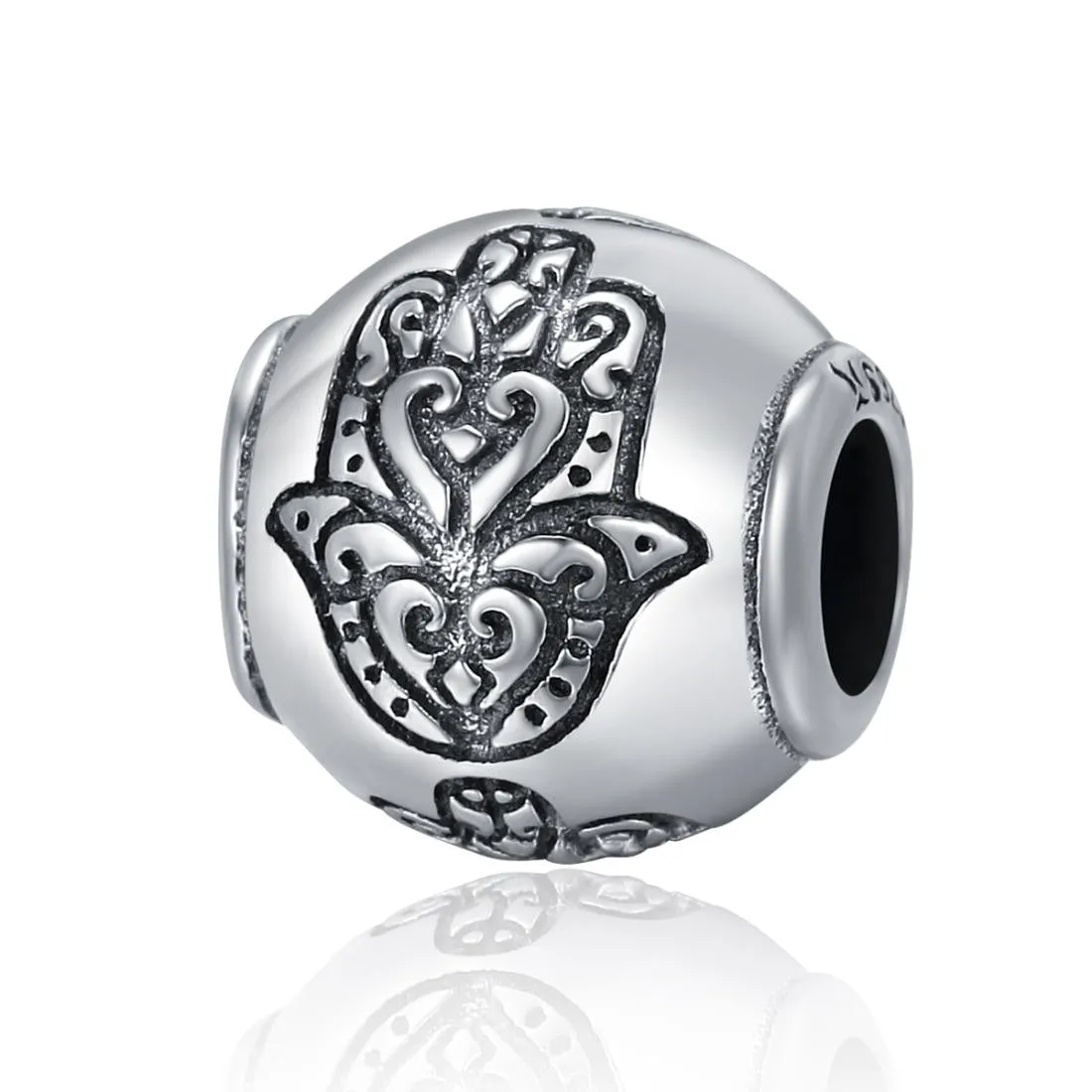 925 Sterling Silver Fatima Hand Beads For Diy Bracelets & Necklaces