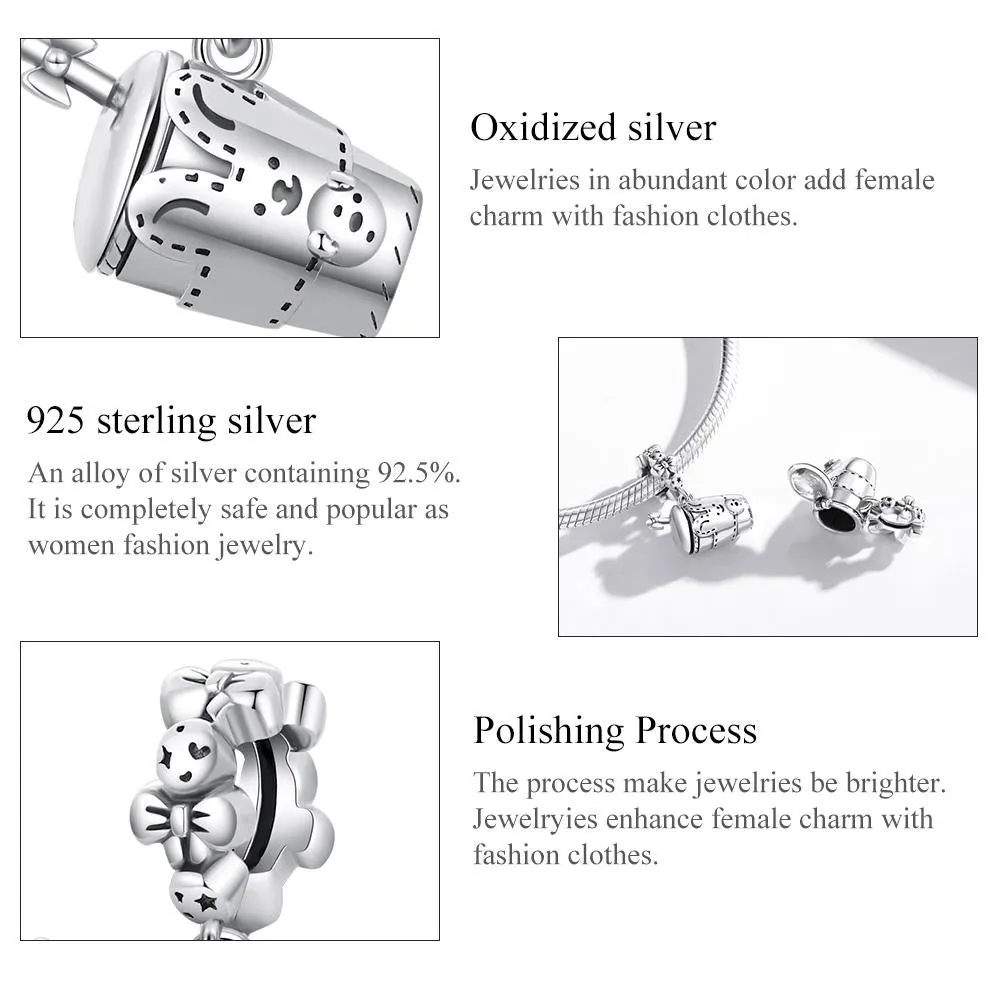 925 Sterling Silver Glass Pendant For Diy Bracelets & Necklaces