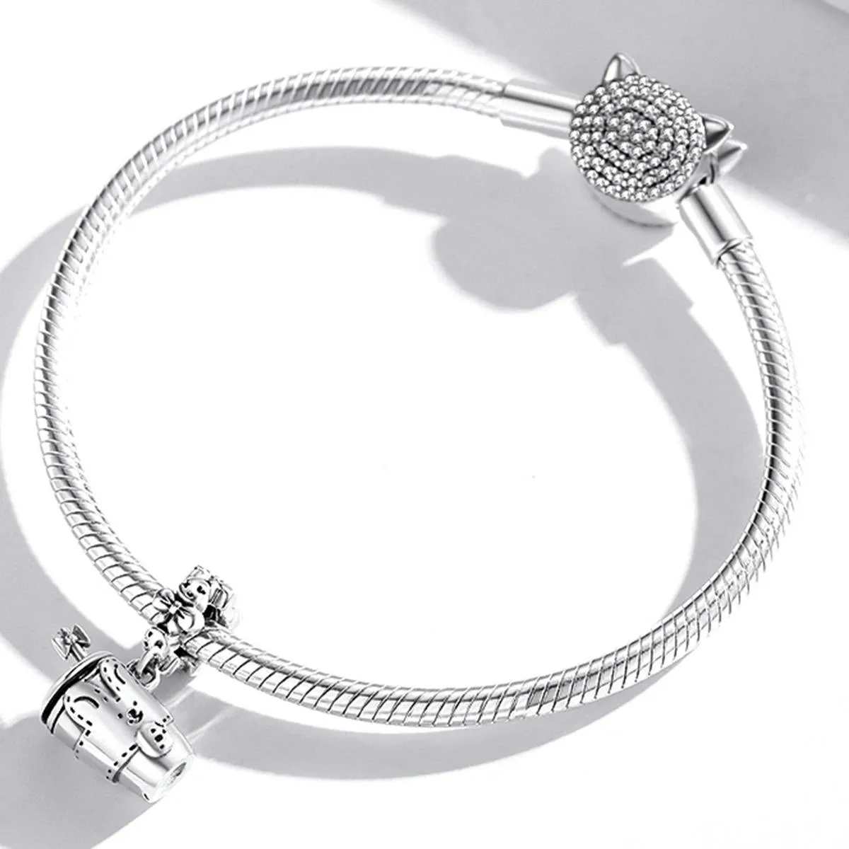 925 Sterling Silver Glass Pendant For Diy Bracelets & Necklaces