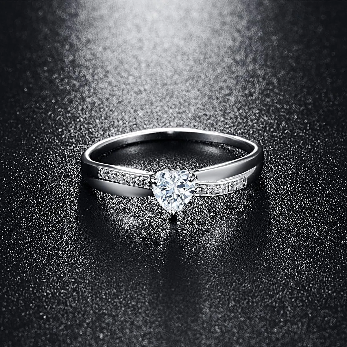 925 Sterling Silver Heart Promise Rings for Her Cubic Zirconia/Sapphire Infinity Engagement CZ Heart Cut Solitaire Ring Eternity Anniversary Wedding Ring for Women Christmas Jewelry Gifts Size 5-10