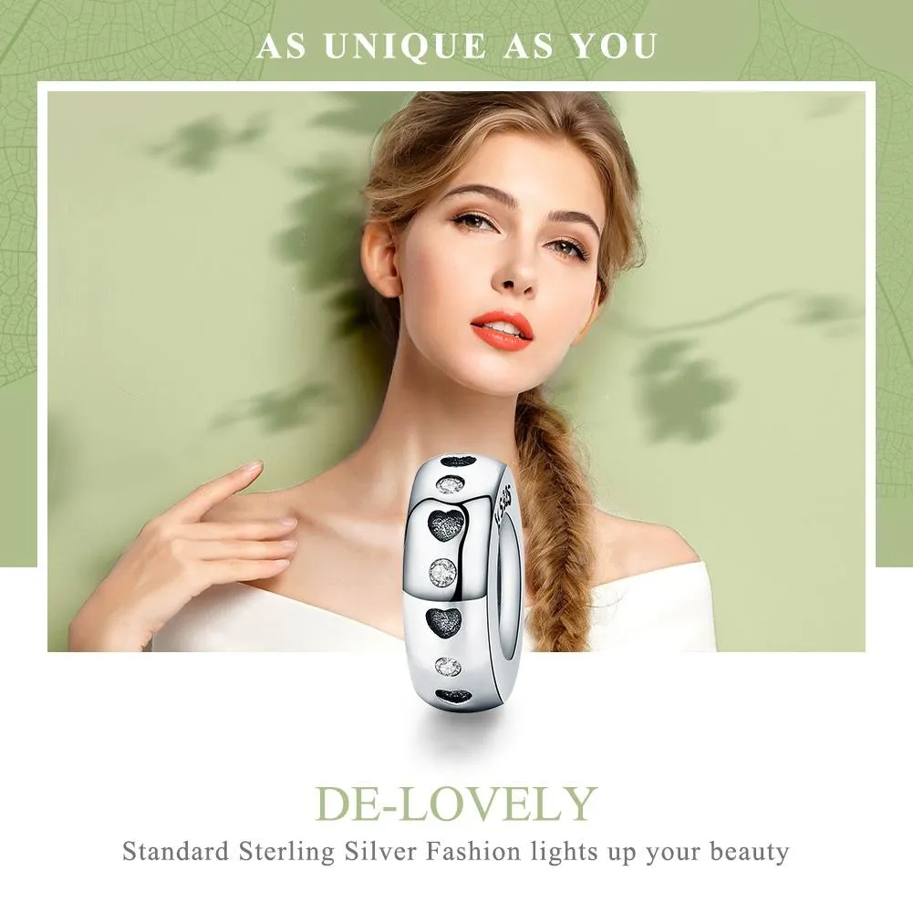 925 Sterling Silver Heart Shaped Beads For Diy Bracelets