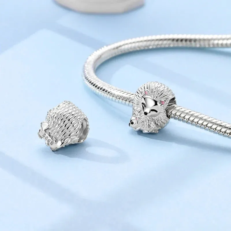 925 Sterling Silver Love Hedgehog Charm Fits Bracelets & Necklaces Diy Gift