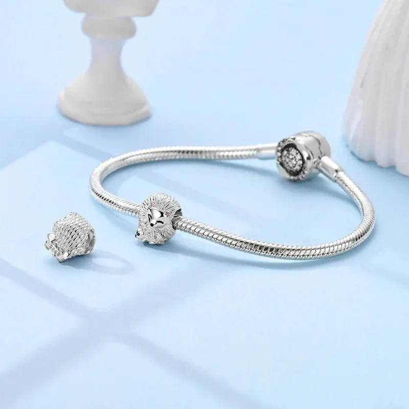 925 Sterling Silver Love Hedgehog Charm Fits Bracelets & Necklaces Diy Gift
