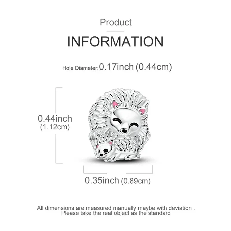 925 Sterling Silver Love Hedgehog Charm Fits Bracelets & Necklaces Diy Gift