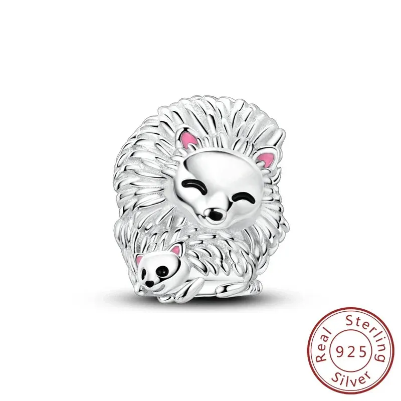 925 Sterling Silver Love Hedgehog Charm Fits Bracelets & Necklaces Diy Gift