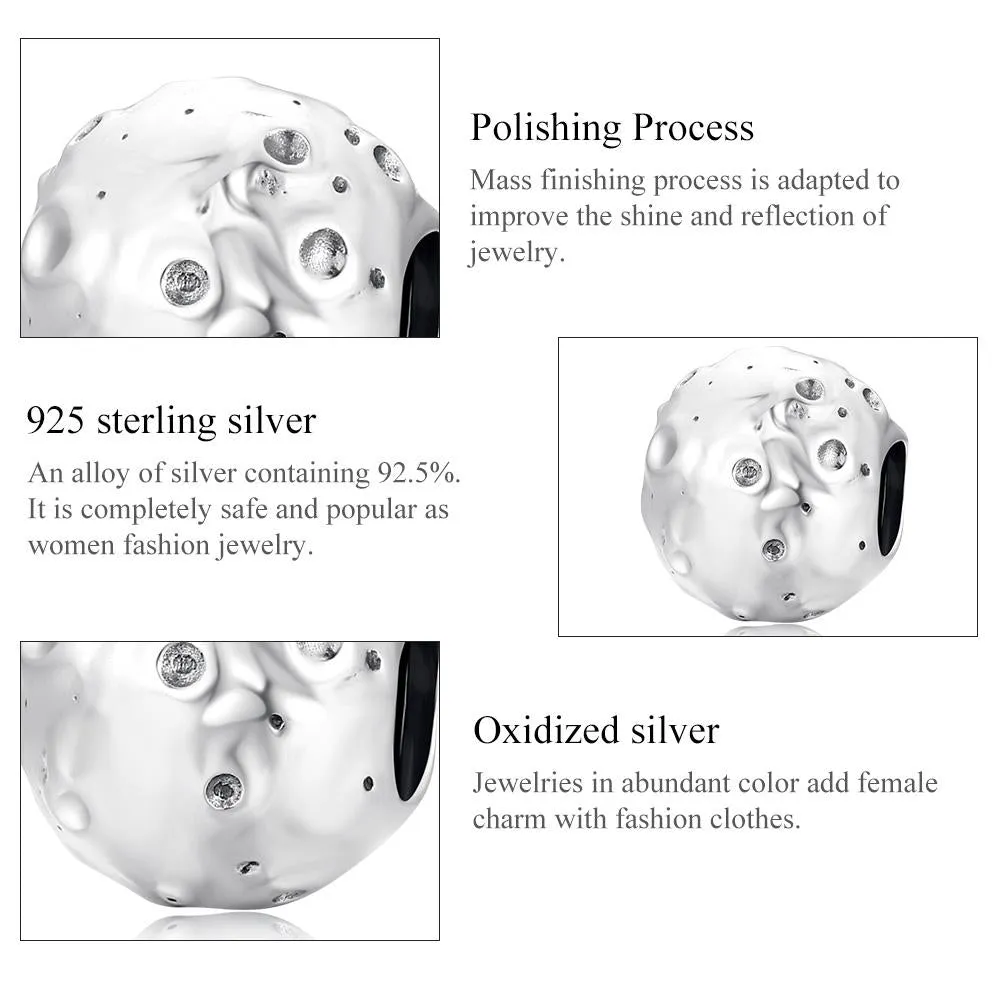 925 Sterling Silver Moon Beads For Diy Bracelets & Necklaces