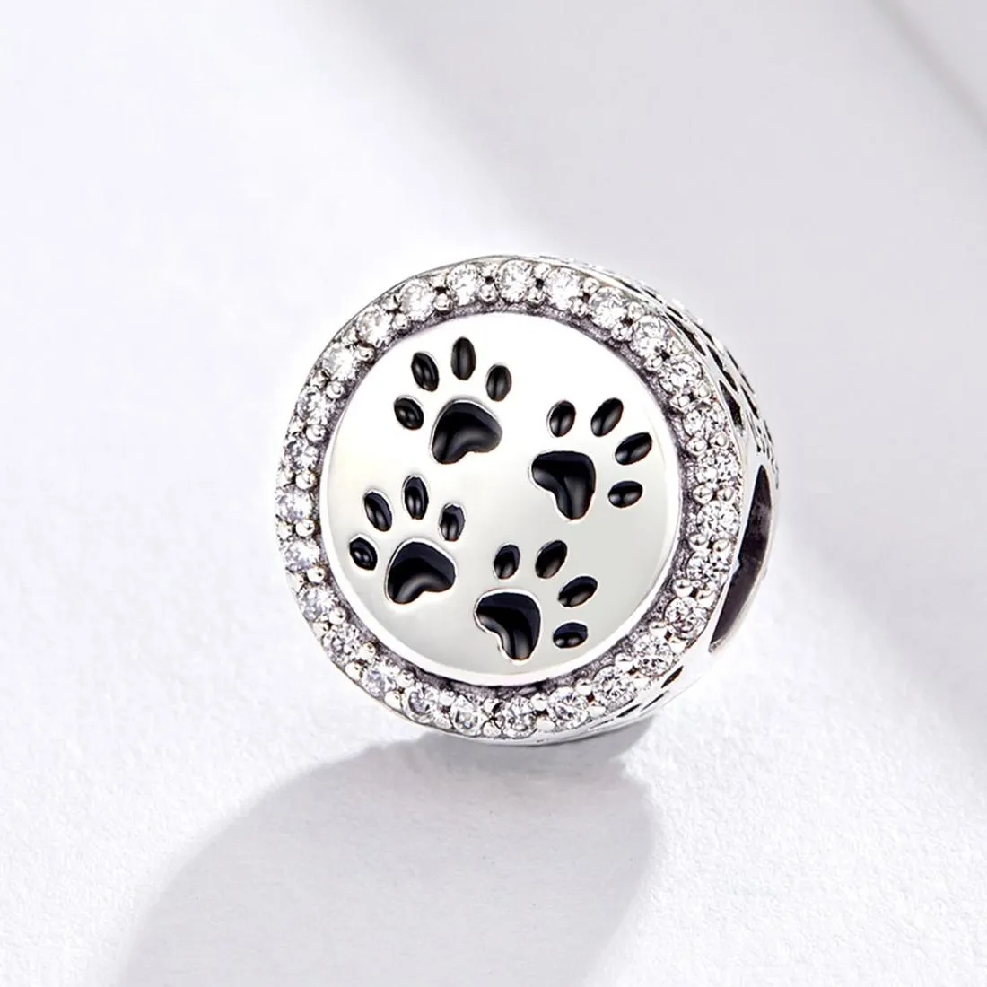 925 Sterling Silver Pet Paw Print Beads For Diy Bracelets & Necklaces